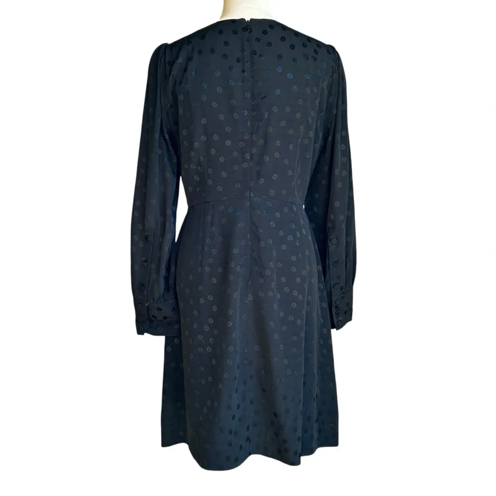 J Crew long sleeve Shift dress in jacquard floral dot black fit and flare sz 8